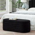 Teddy Fabric Upholstered Oval Storage Ottoman Bench, No assembly required