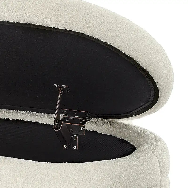 Teddy Fabric Upholstered Oval Storage Ottoman Bench, No assembly required