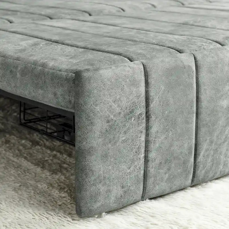 3 in 1 Pull-Out Sleeper Sofa Bed,Modern Convertible 3 Seats Lounge Futon Sofabed with Rolled Arms Decorated with Copper Nails