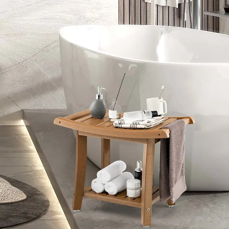 2-Tier Waterproof Shower Bench Spa Bath Stool, Heavy Duty