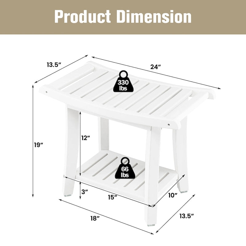 2-Tier Waterproof Shower Bench Spa Bath Stool, Heavy Duty