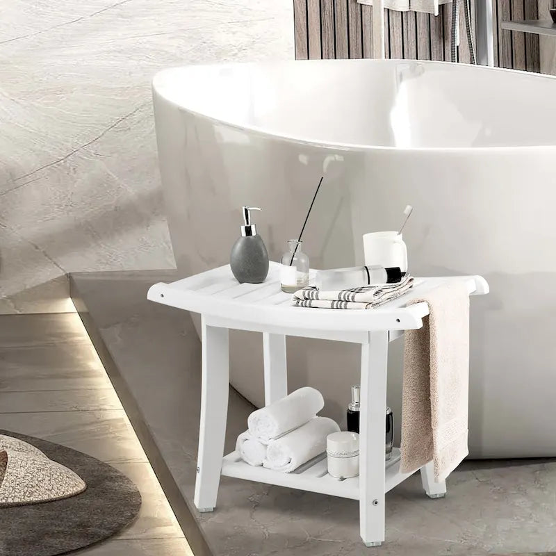 2-Tier Waterproof Shower Bench Spa Bath Stool, Heavy Duty