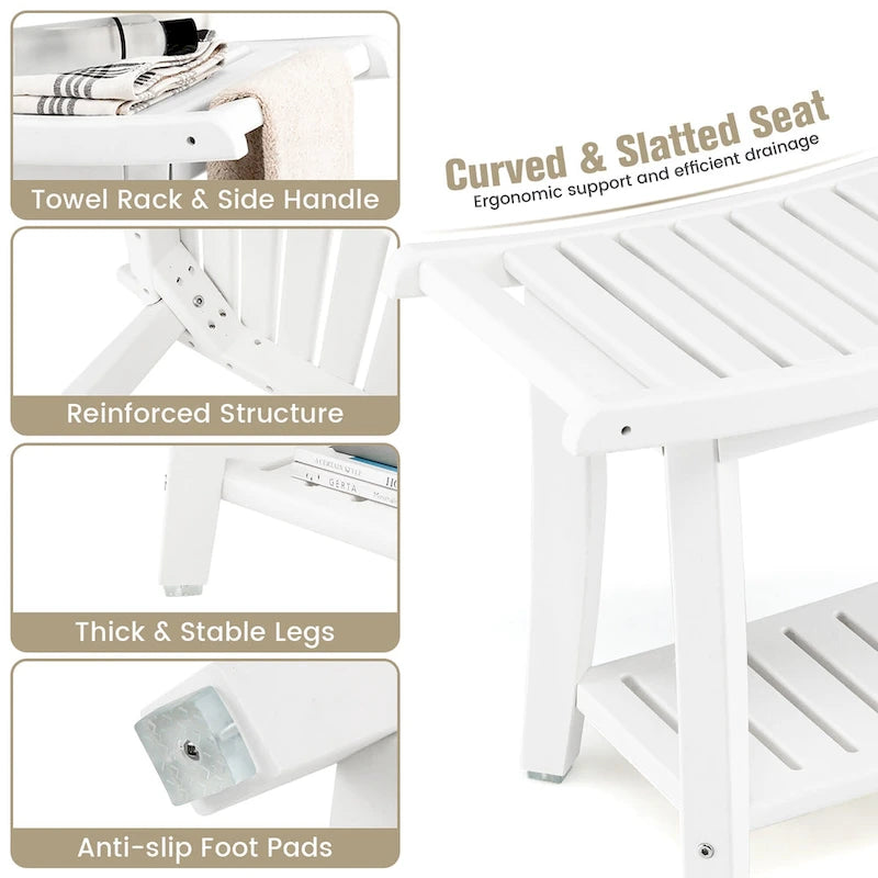 2-Tier Waterproof Shower Bench Spa Bath Stool, Heavy Duty
