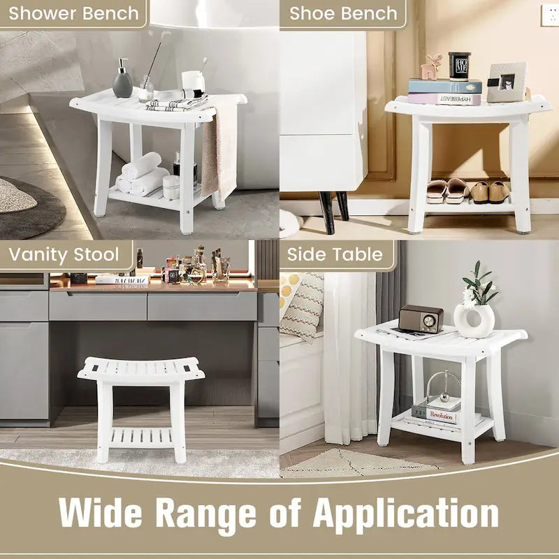 2-Tier Waterproof Shower Bench Spa Bath Stool, Heavy Duty