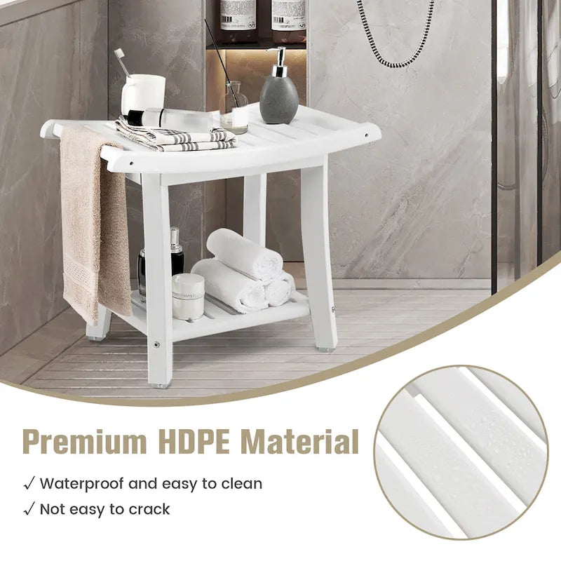 2-Tier Waterproof Shower Bench Spa Bath Stool, Heavy Duty