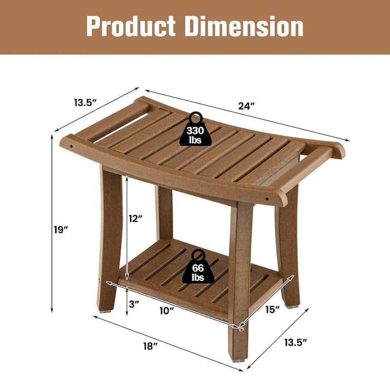 2-Tier Waterproof Shower Bench Spa Bath Stool, Heavy Duty