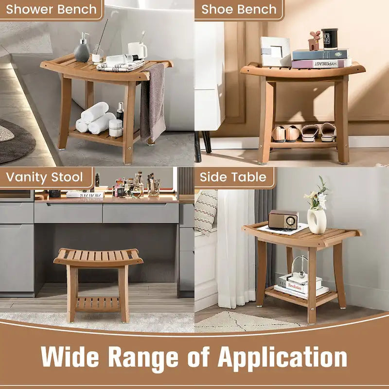 2-Tier Waterproof Shower Bench Spa Bath Stool, Heavy Duty