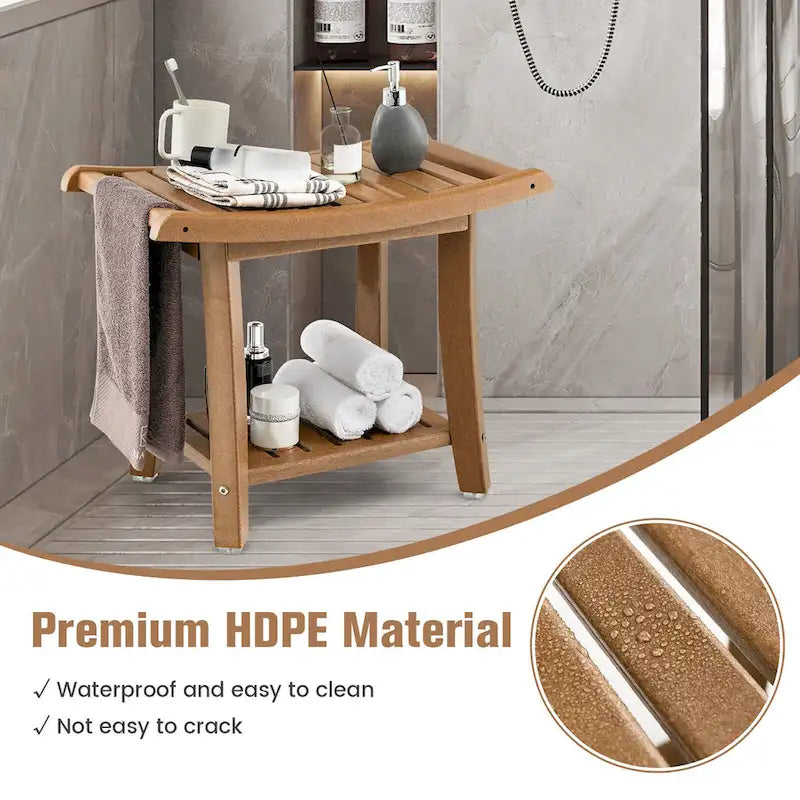 2-Tier Waterproof Shower Bench Spa Bath Stool, Heavy Duty