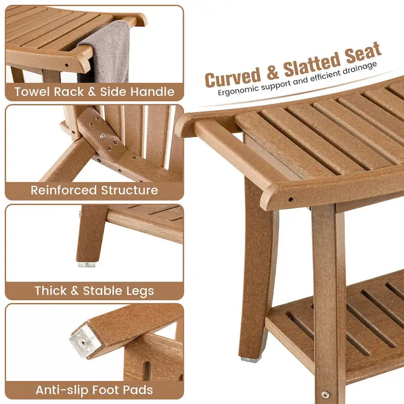 2-Tier Waterproof Shower Bench Spa Bath Stool, Heavy Duty