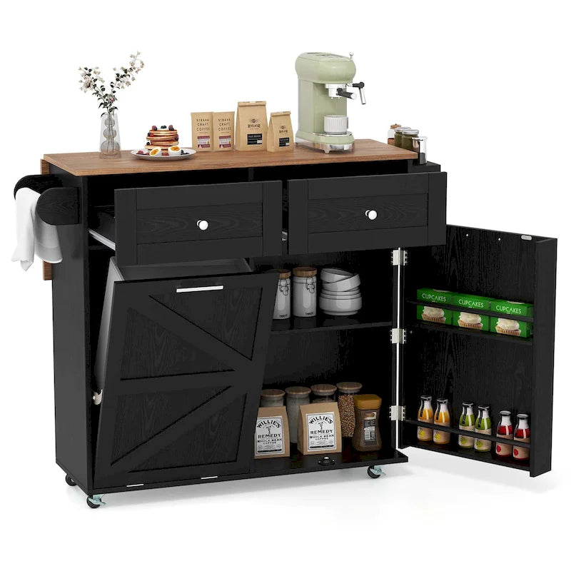 Rolling Kitchen Island Cart with Drop Leaf