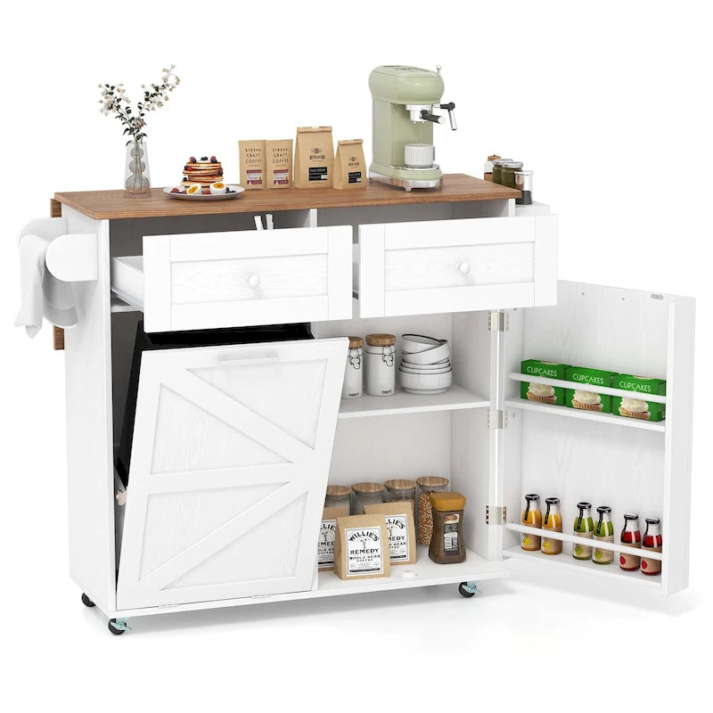 Rolling Kitchen Island Cart with Drop Leaf