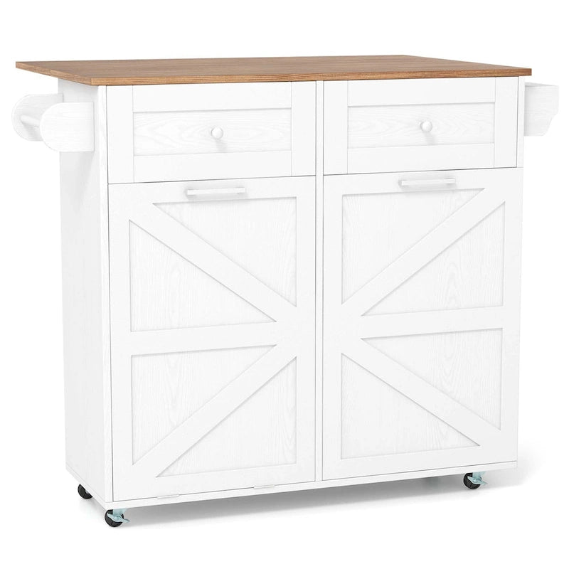 Rolling Kitchen Island Cart with Drop Leaf
