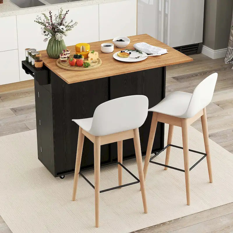 Rolling Kitchen Island Cart with Drop Leaf