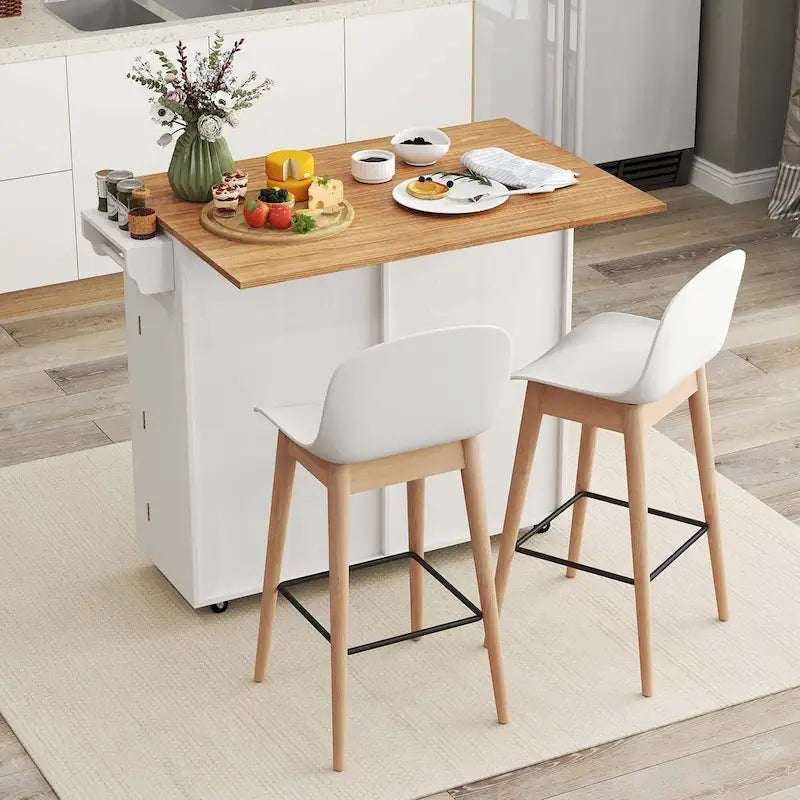 Rolling Kitchen Island Cart with Drop Leaf