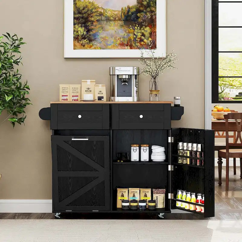 Rolling Kitchen Island Cart with Drop Leaf