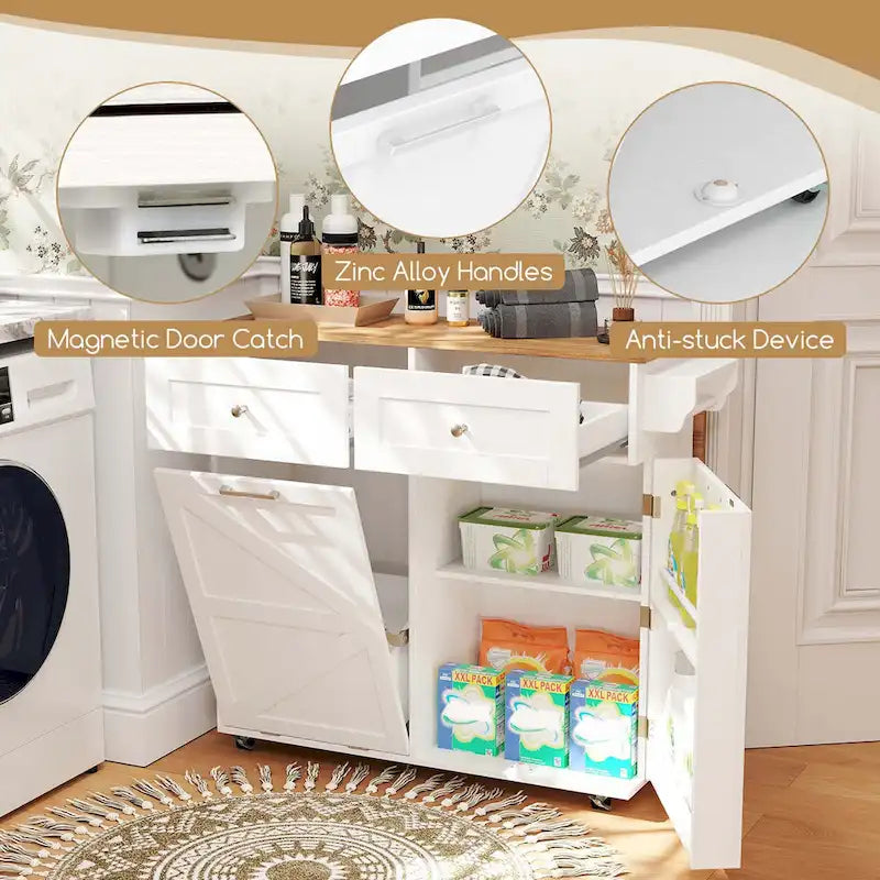 Rolling Kitchen Island Cart with Drop Leaf