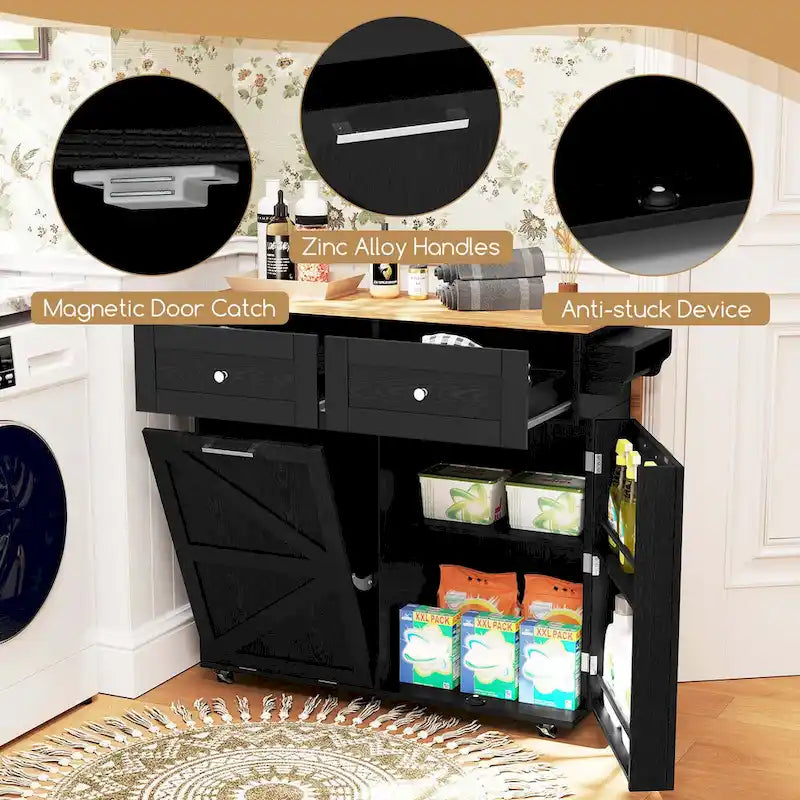 Rolling Kitchen Island Cart with Drop Leaf