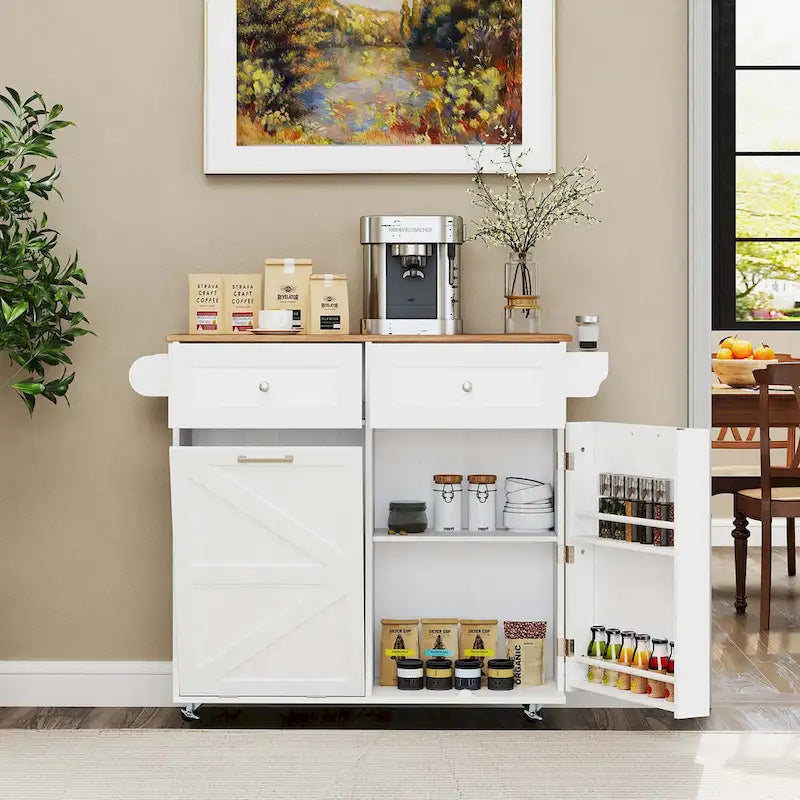 Rolling Kitchen Island Cart with Drop Leaf