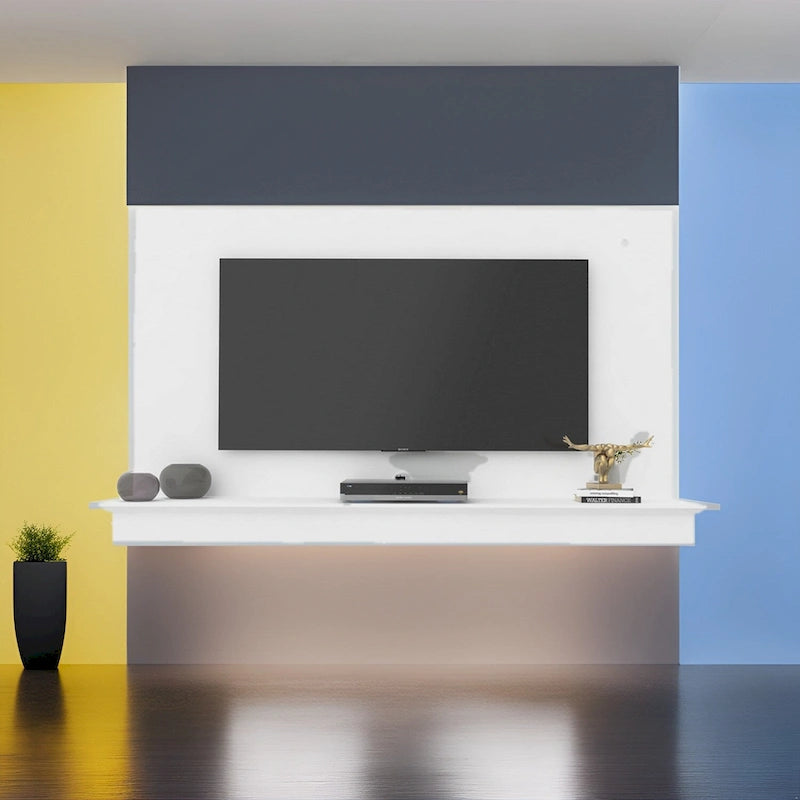 Floating TV Stand for up to 55 TVs - Wall-Mounted Entertainment Center with LED Strip & Shelf