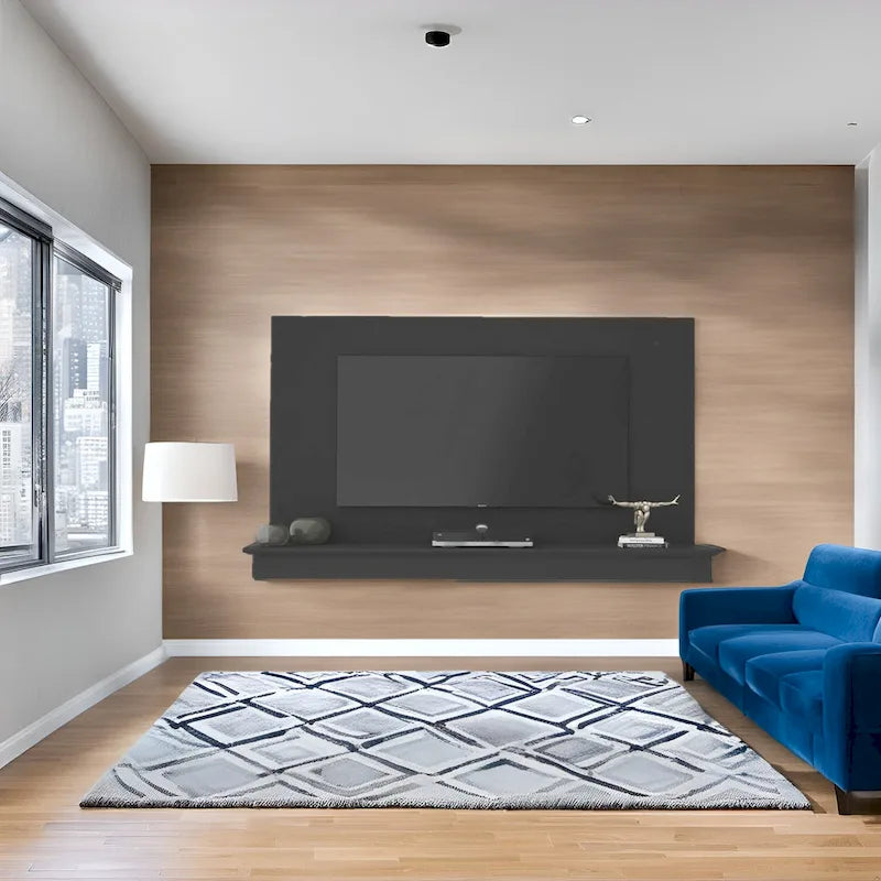 Floating TV Stand for up to 55 TVs - Wall-Mounted Entertainment Center with LED Strip & Shelf