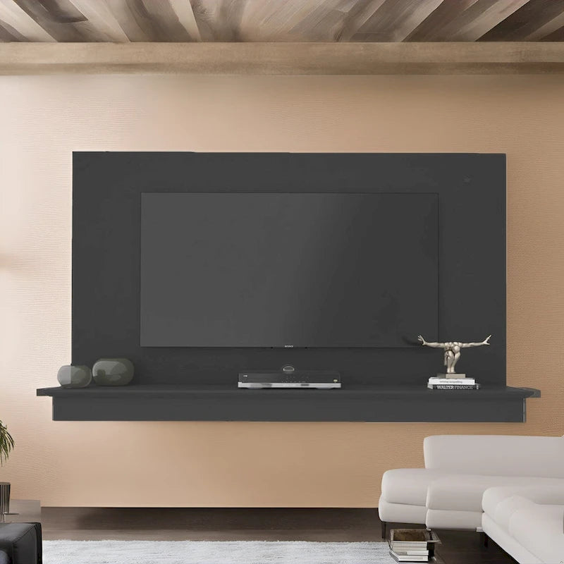 Floating TV Stand for up to 55 TVs - Wall-Mounted Entertainment Center with LED Strip & Shelf