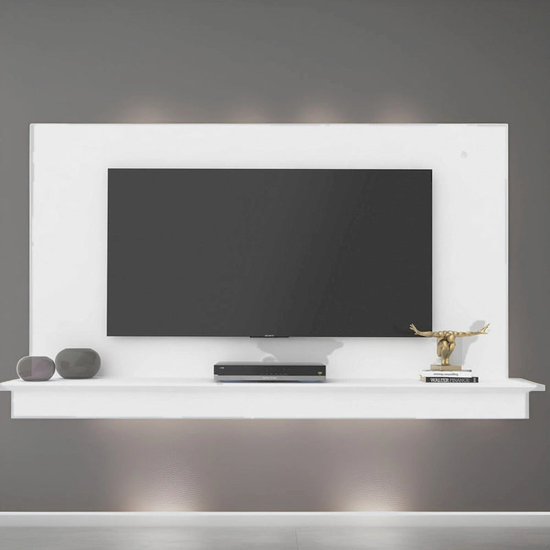 Floating TV Stand for up to 55 TVs - Wall-Mounted Entertainment Center with LED Strip & Shelf