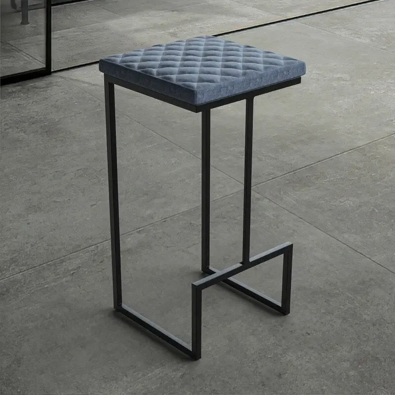 Modern Leather Quilted Counter Height Barstool with Footrest