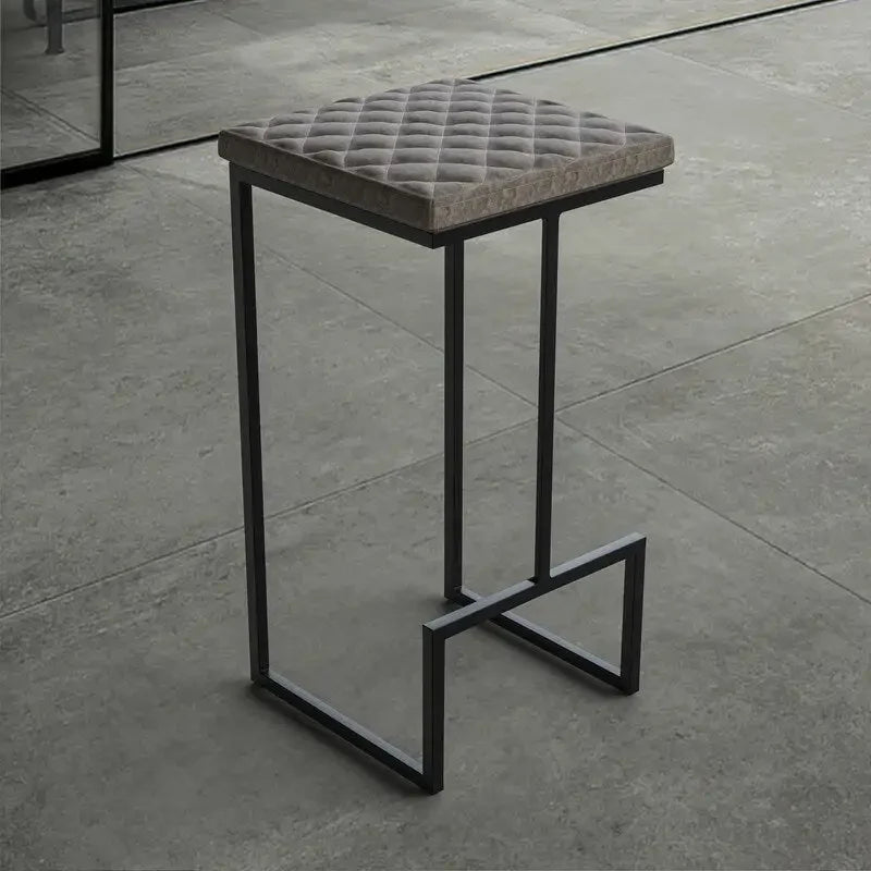 Modern Leather Quilted Counter Height Barstool with Footrest