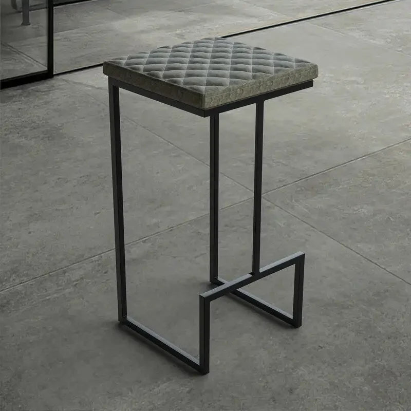 Modern Leather Quilted Counter Height Barstool with Footrest
