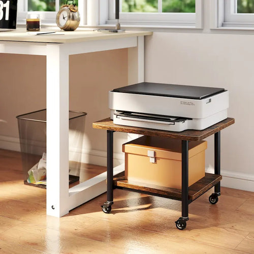 2-Tier Mobile Printer Stand with Storage