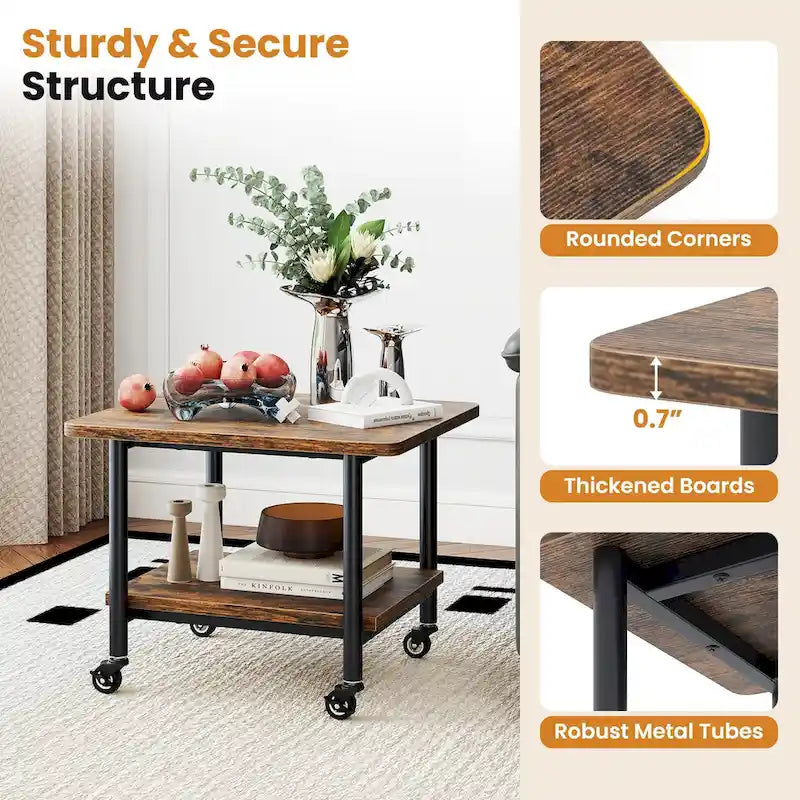 2-Tier Mobile Printer Stand with Storage