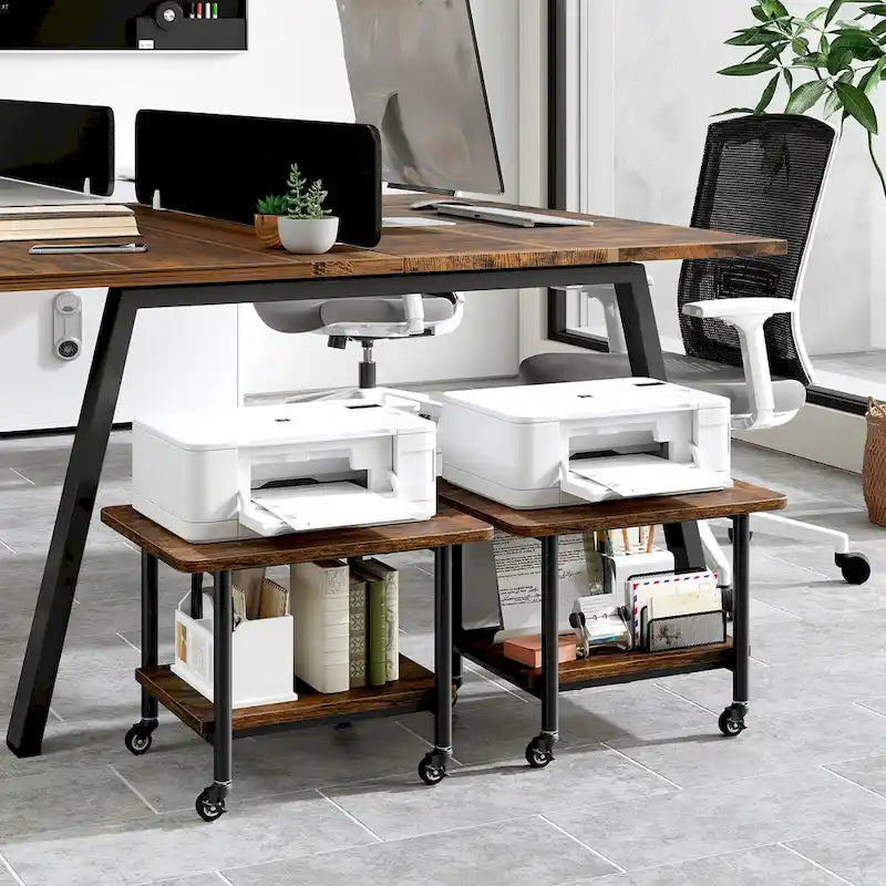 2-Tier Mobile Printer Stand with Storage