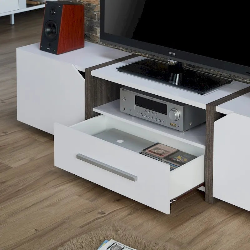Rustic 81-inch 5-Shelf Multi-functional Storage TV Console
