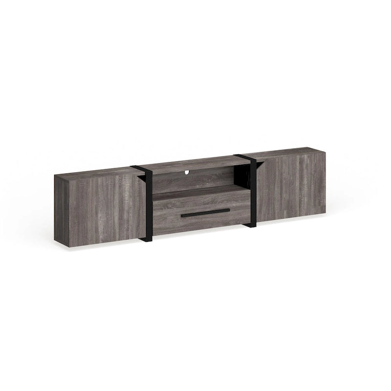 Rustic 81-inch 5-Shelf Multi-functional Storage TV Console