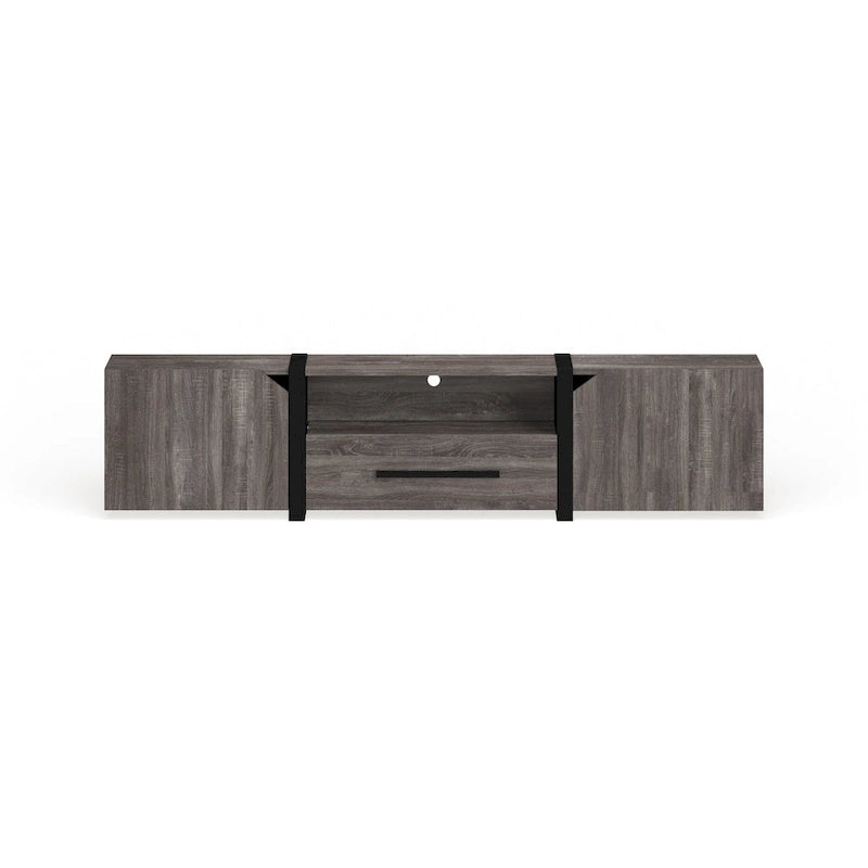 Rustic 81-inch 5-Shelf Multi-functional Storage TV Console