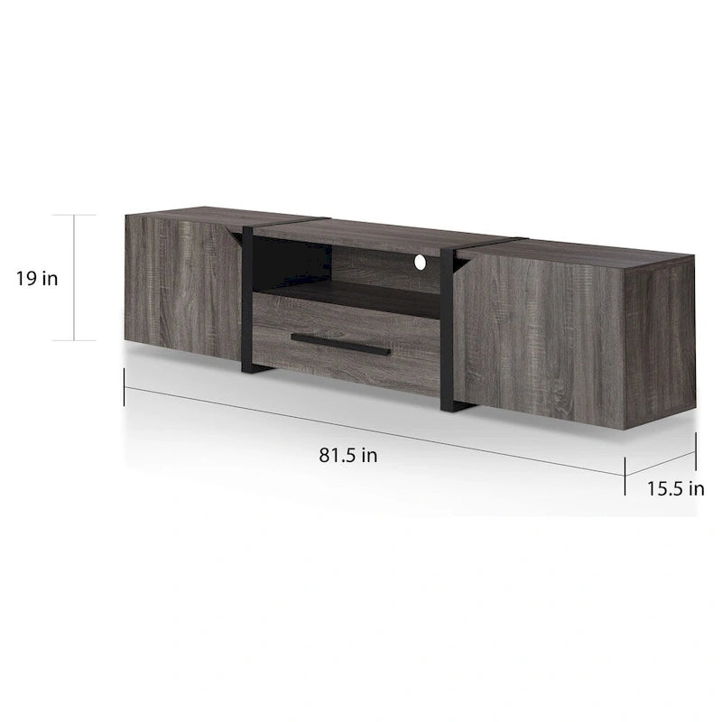 Rustic 81-inch 5-Shelf Multi-functional Storage TV Console