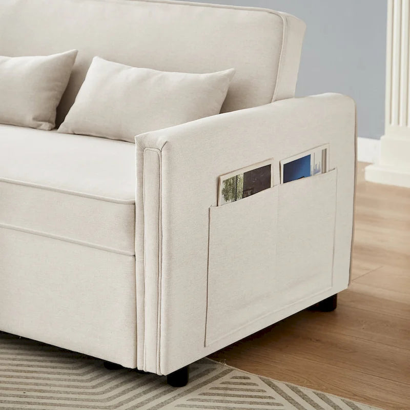Linen Convertible Loveseat Sleeper Sofa with Adjustable Backrest - 38.60 x 54.00 x 31.90