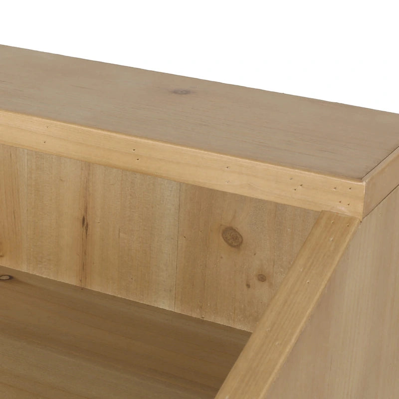 Contemporary End Table with Hutch, Rattan Accents