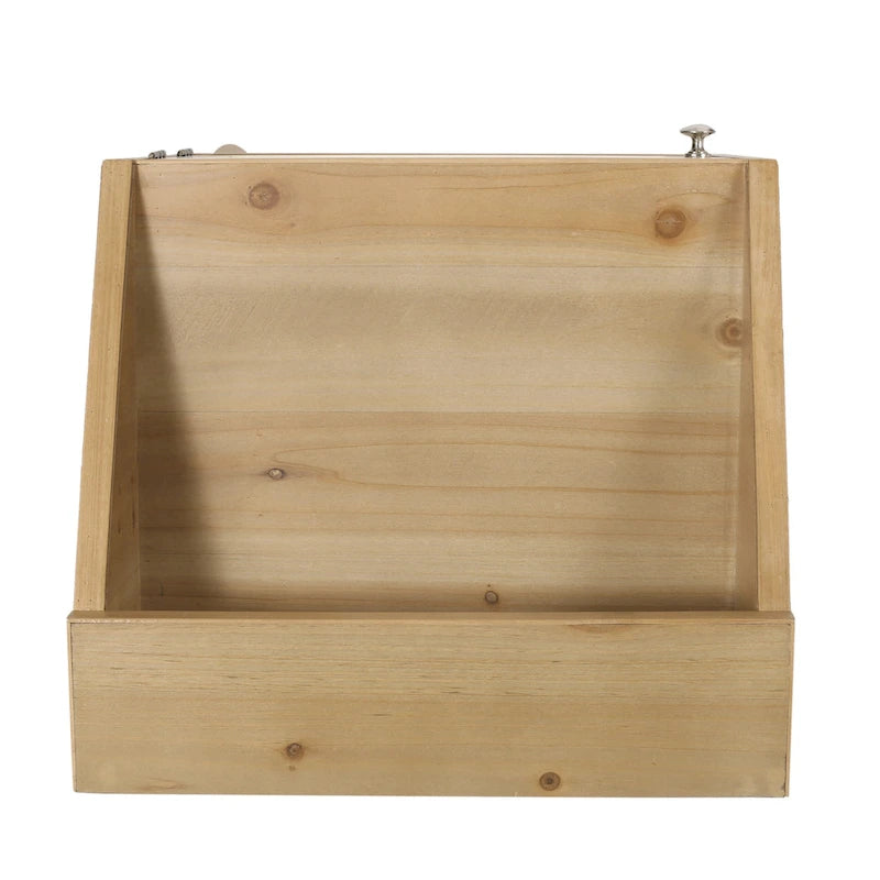 Contemporary End Table with Hutch, Rattan Accents