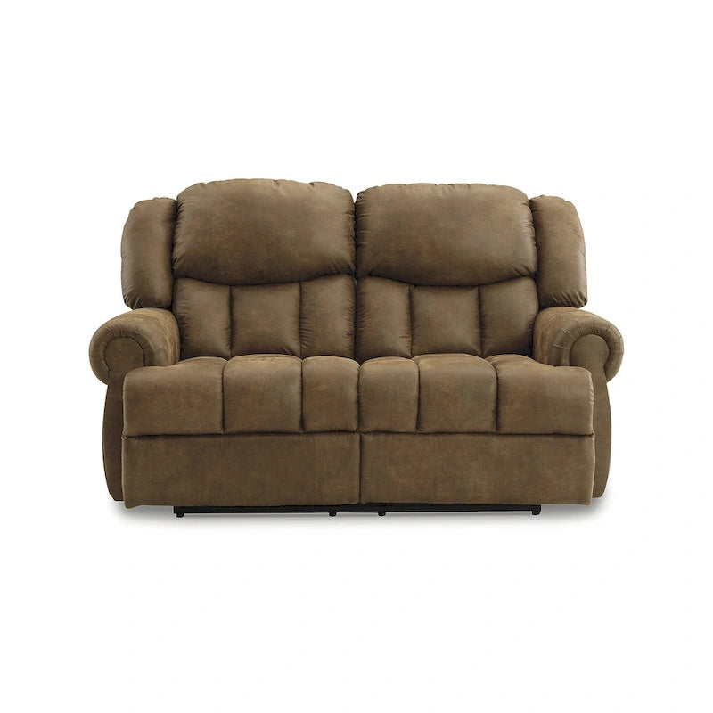 Brown Faux Leather Reclining Loveseat - 75W x 42D x 47H