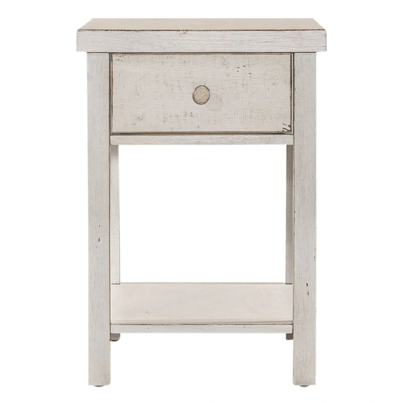 Modern Farmhouse Flea Market White Drawer Chair Side Table