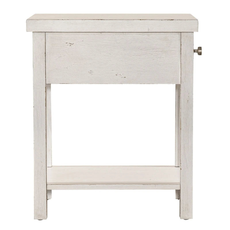 Modern Farmhouse Flea Market White Drawer Chair Side Table