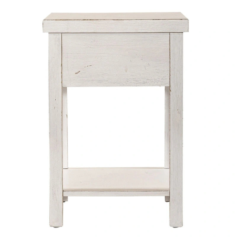 Modern Farmhouse Flea Market White Drawer Chair Side Table