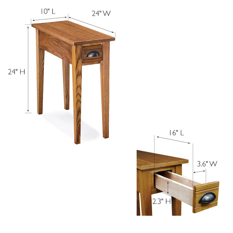 One Drawer Bin Pull Narrow Side Table