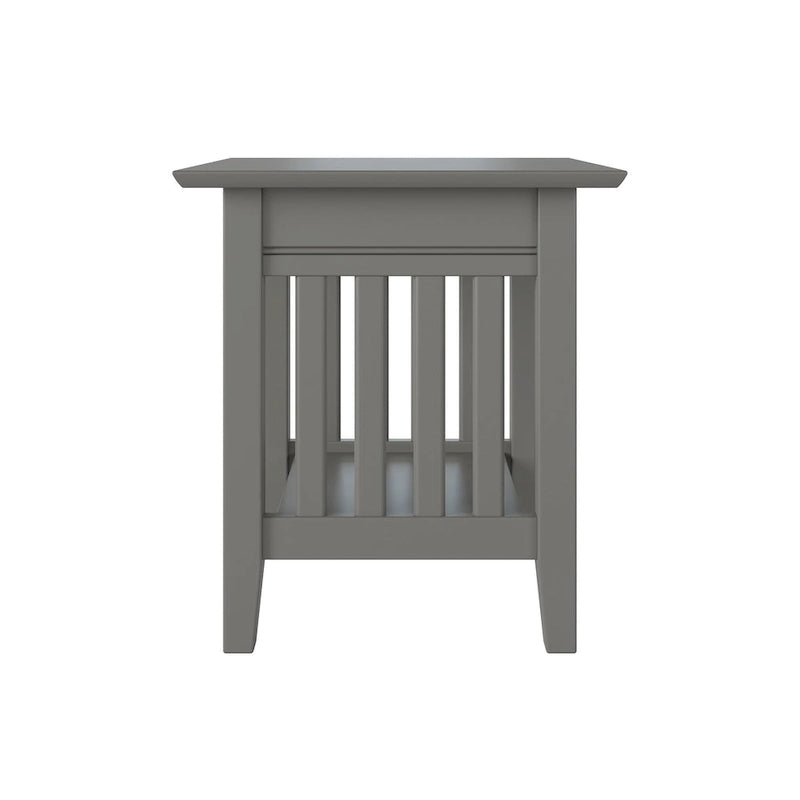 Mission End Table with USB Charging Station Grey