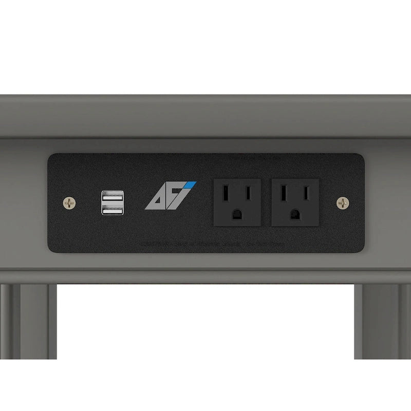 Mission End Table with USB Charging Station Grey