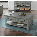 Dove Grey Solid Wood 2-Drawer Coffee Table