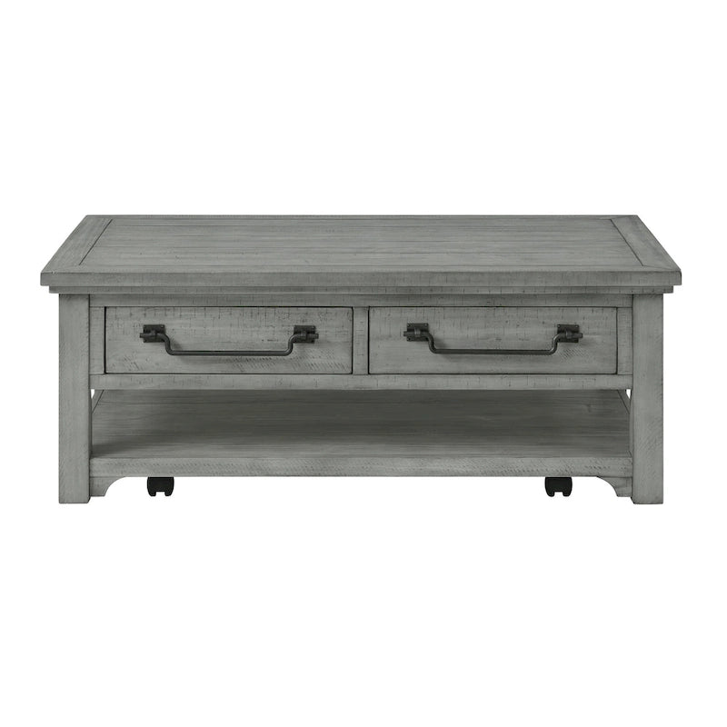 Dove Grey Solid Wood 2-Drawer Coffee Table