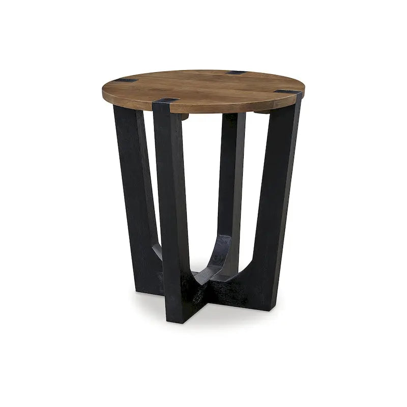 Brown/Black Mango Wood End Table - 22W x 22D x 24H