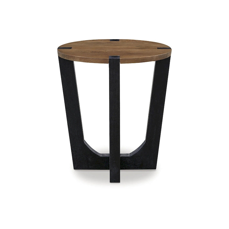 Brown/Black Mango Wood End Table - 22W x 22D x 24H